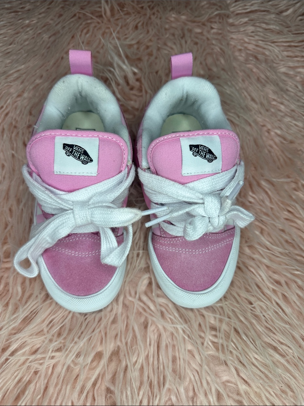 Vans Kids Pink and White Low-Top Sneakers
